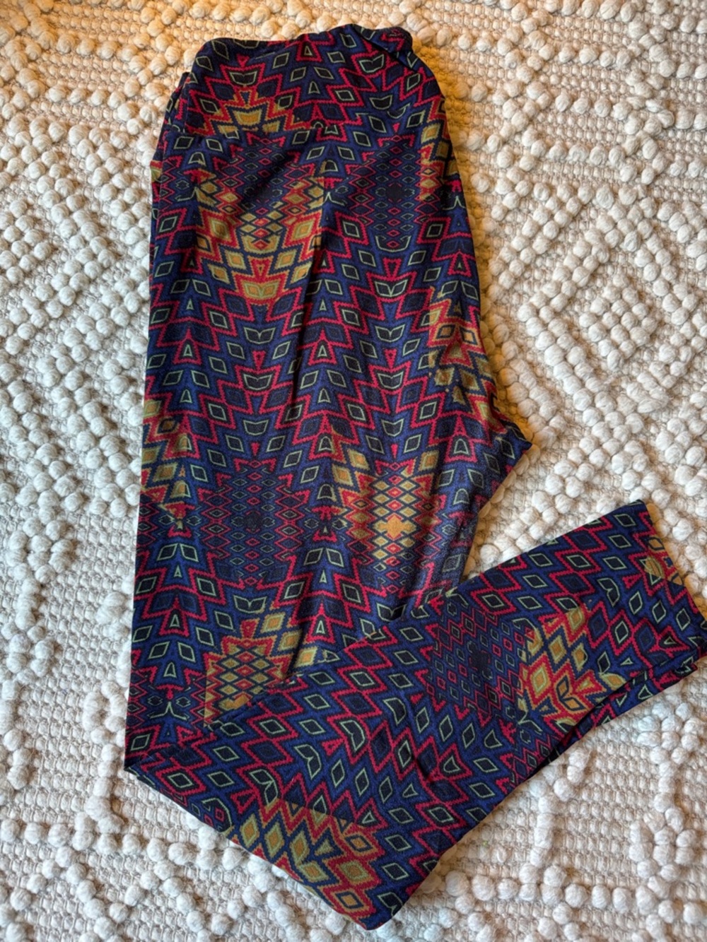 LuLaRoe Multicolor Geometric Leggings - Navy, Pink, Yellow